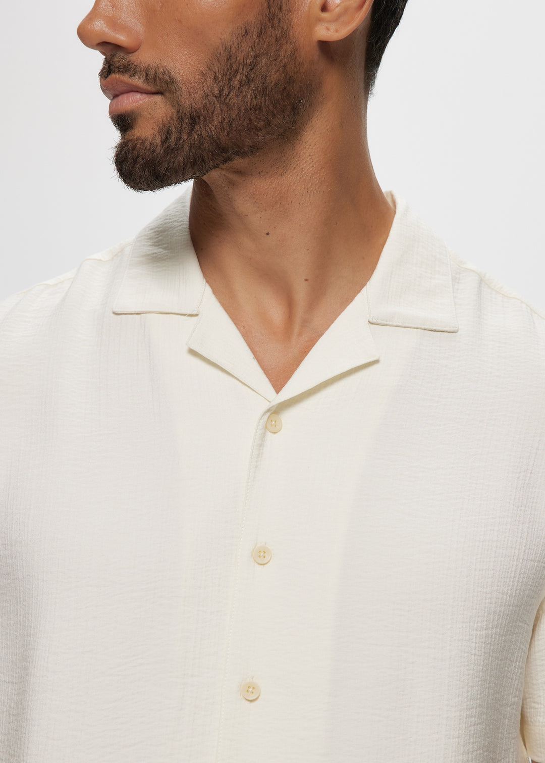 SS Soft Rayon Gauze Ivory Camp Shirt