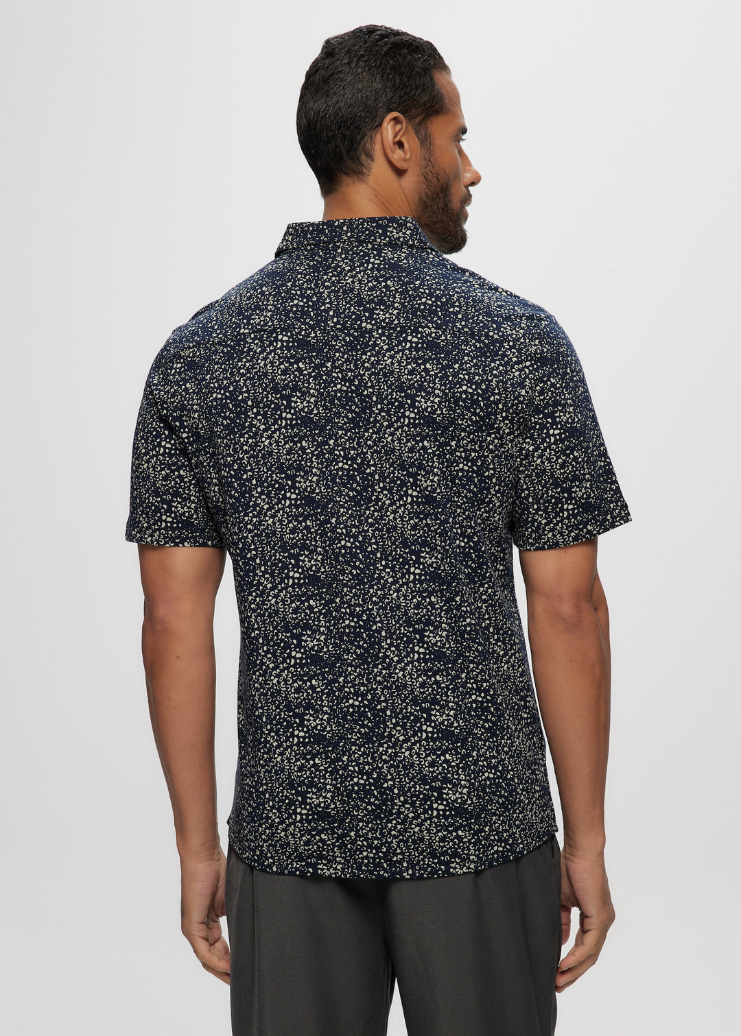 SS Navy Abstract Cotton Knit Shirt