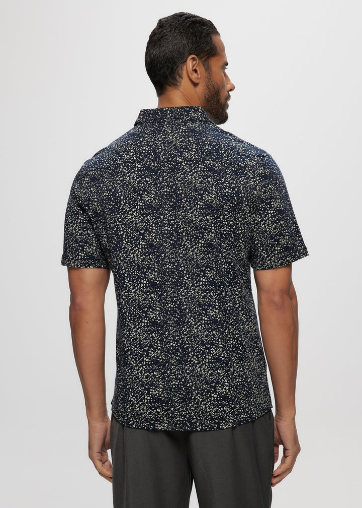 SS Navy Abstract Cotton Knit Shirt