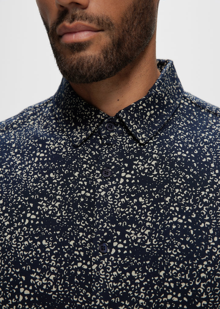 SS Navy Abstract Cotton Knit Shirt