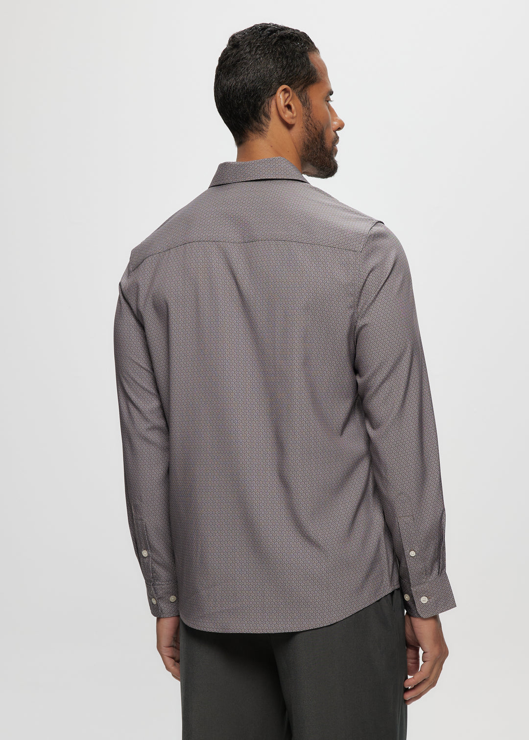 LS Soft Touch Floral AOP Stretch Shirt in Taupe