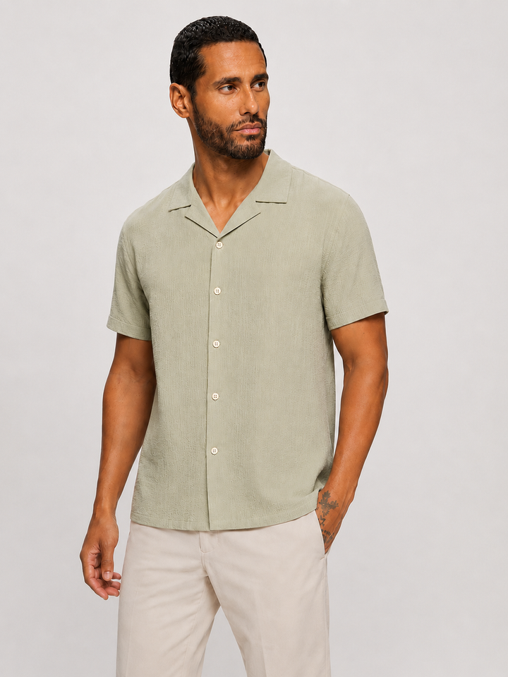 SS Rayon Gauze Wasabi Camp Shirt