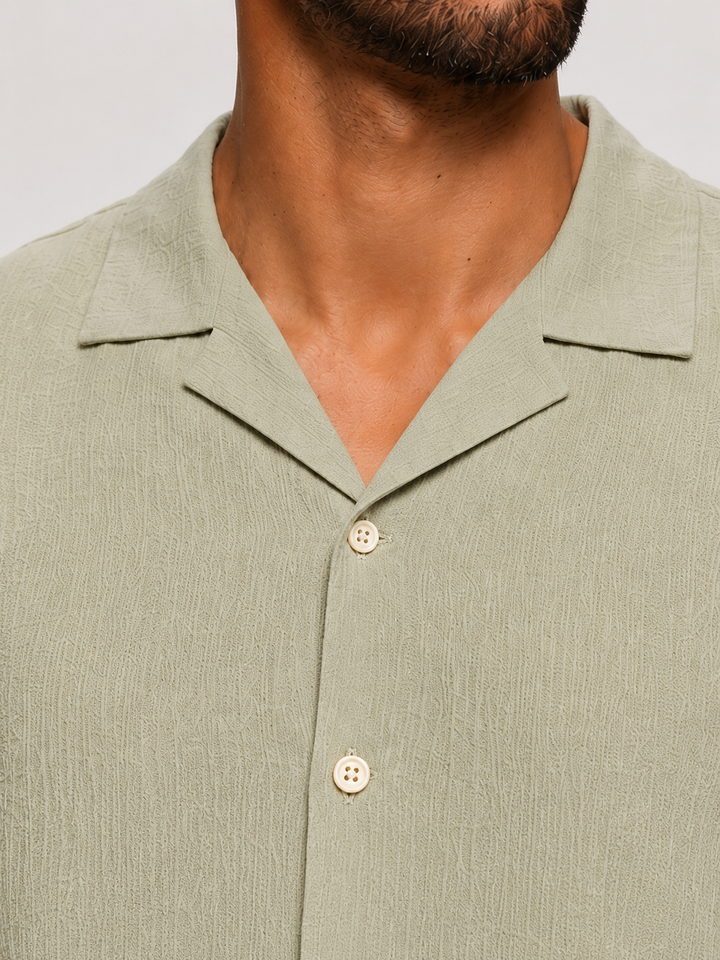 SS Rayon Gauze Wasabi Camp Shirt