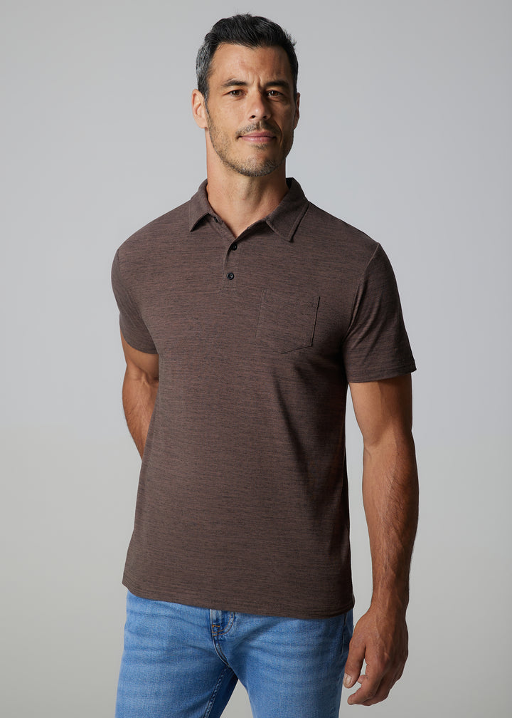 Johnny Cotton Melange Tobacco Polo