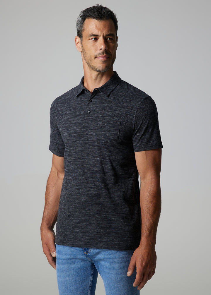 Johnny Cotton Melange Black Polo