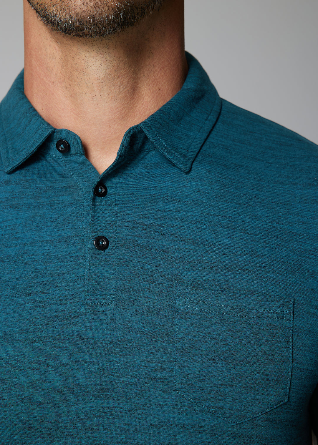 Johnny Cotton Melange Dark Teal  Polo