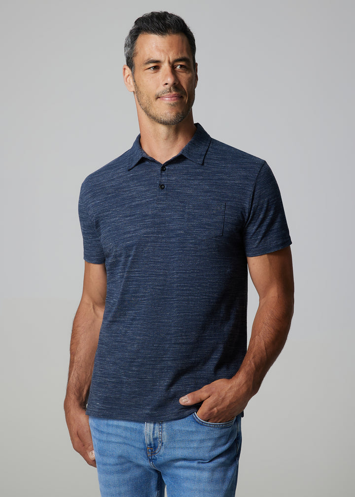 Johnny Cotton Melange Navy Polo