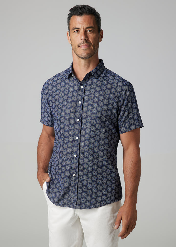 Andrew Navy Floral Microfiber Shirt