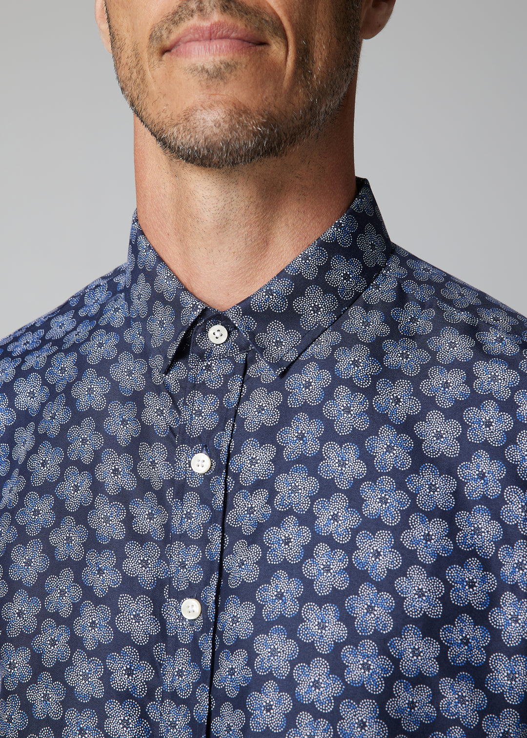 Andrew Navy Floral Microfiber Shirt