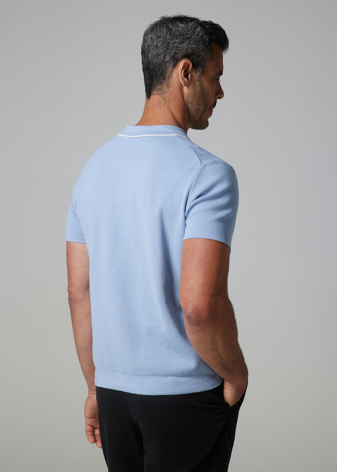 Alfie Light Blue Zip front polo top